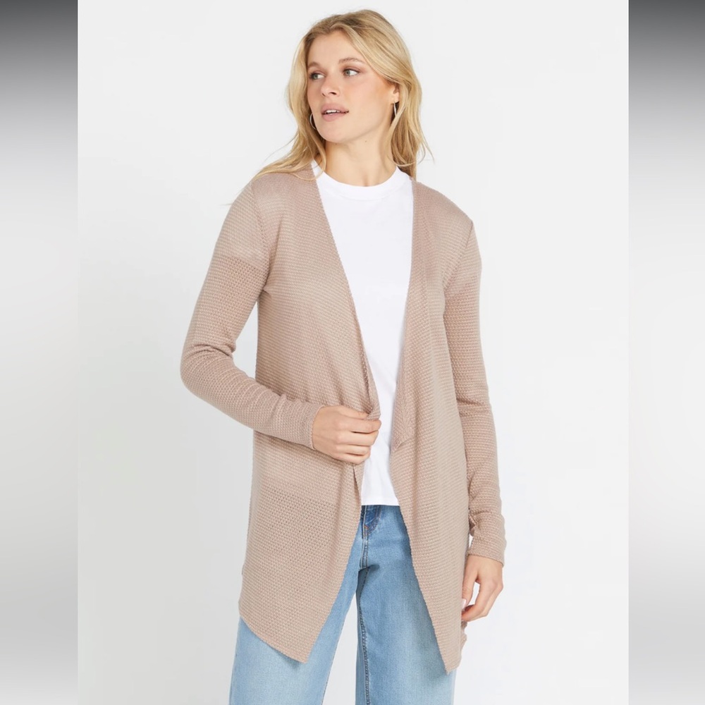 Volcom NEW WITH TAGS Go‎ Go Wrap Tan Small Cardigan minimalist workwear